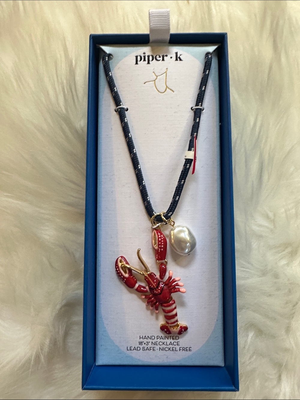 Piper Kids Red Lobster Pendant Necklace with Pearl Accent